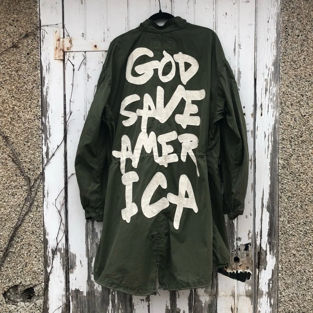 R13 God Save America Jacket Army L OS Repurposed - Picture 7 of 16